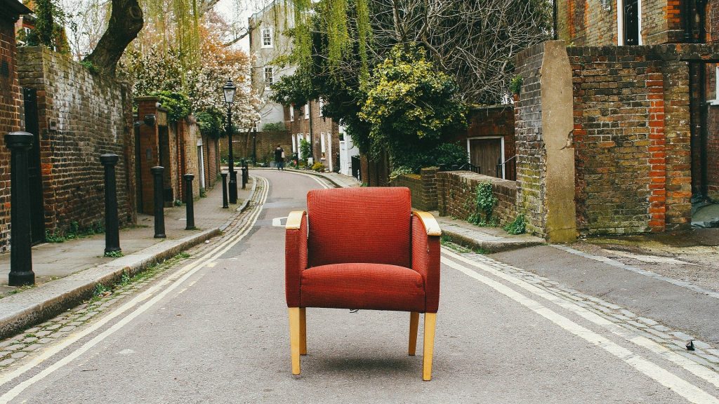 Picture of a sofa on street